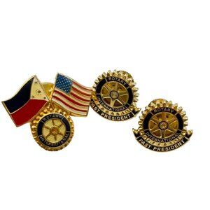Rotary International Past president pin back lot tie tac gold tone enamel